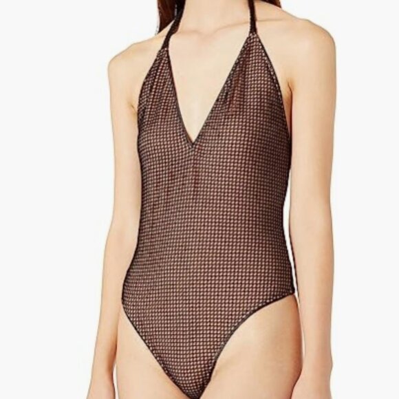 COSMOPOLITAN by Dress the Population Women's Brigette Plunging Halter Bodysuit - Picture 1 of 9